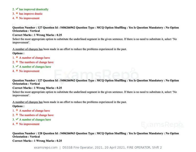 DSSSB Fire Operator 2021 question paper, 20 April 2021, FIRE OPERATOR, Shift 2, page 116 of 172