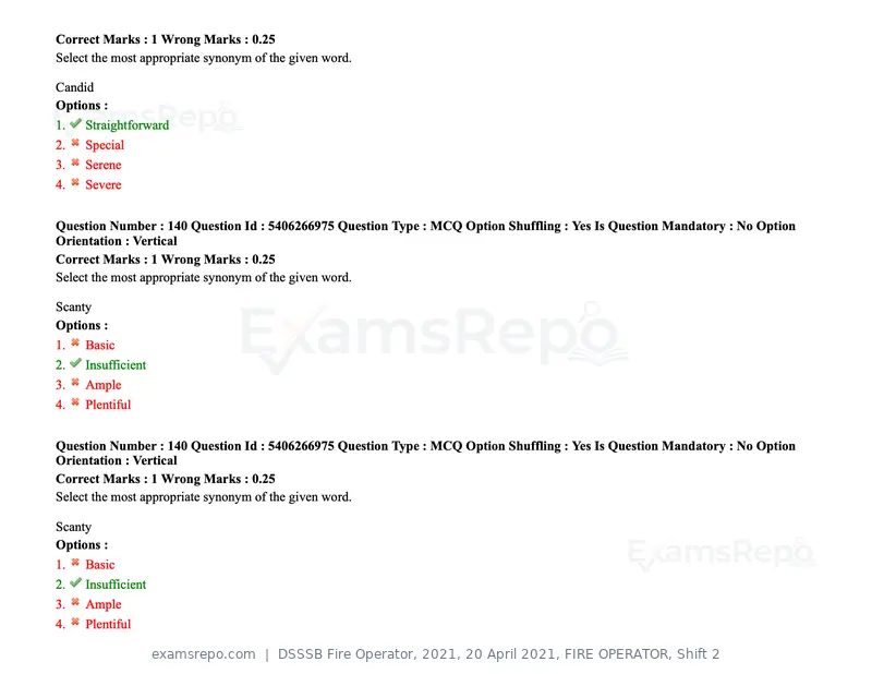 DSSSB Fire Operator 2021 question paper, 20 April 2021, FIRE OPERATOR, Shift 2, page 126 of 172