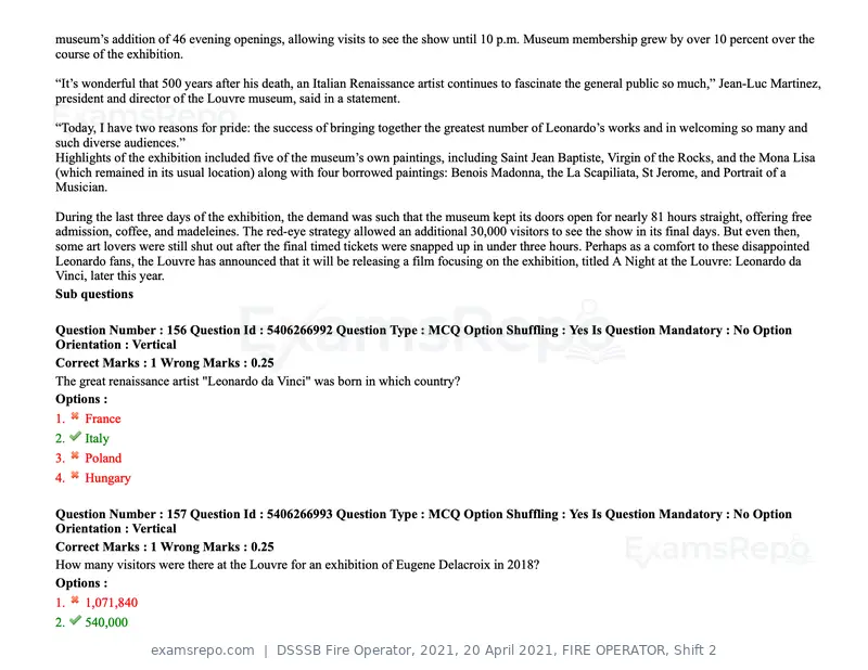 DSSSB Fire Operator 2021 question paper, 20 April 2021, FIRE OPERATOR, Shift 2, page 141 of 172