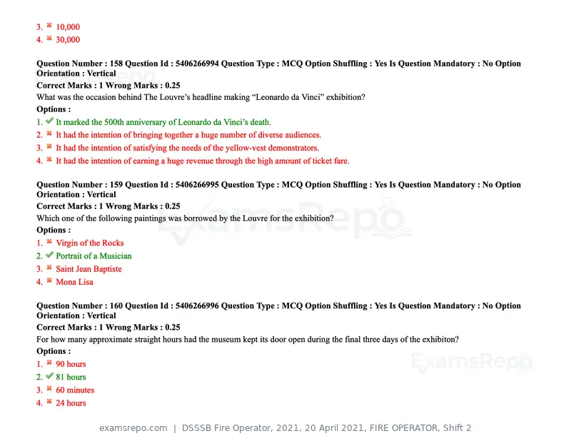 DSSSB Fire Operator 2021 question paper, 20 April 2021, FIRE OPERATOR, Shift 2, page 142 of 172