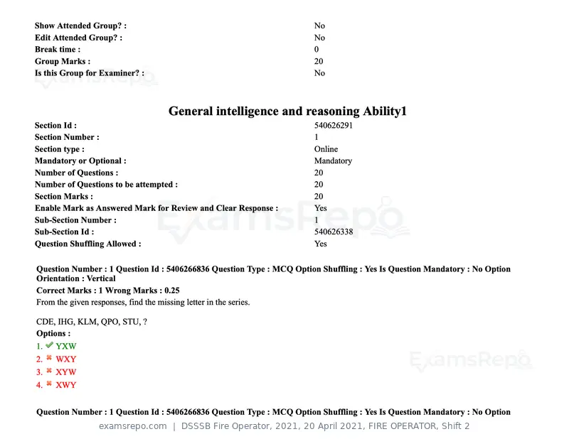 DSSSB Fire Operator 2021 question paper, 20 April 2021, FIRE OPERATOR, Shift 2, page 2 of 172