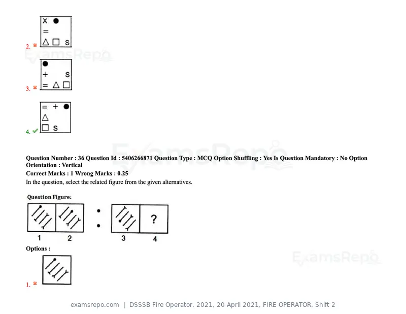 DSSSB Fire Operator 2021 question paper, 20 April 2021, FIRE OPERATOR, Shift 2, page 34 of 172