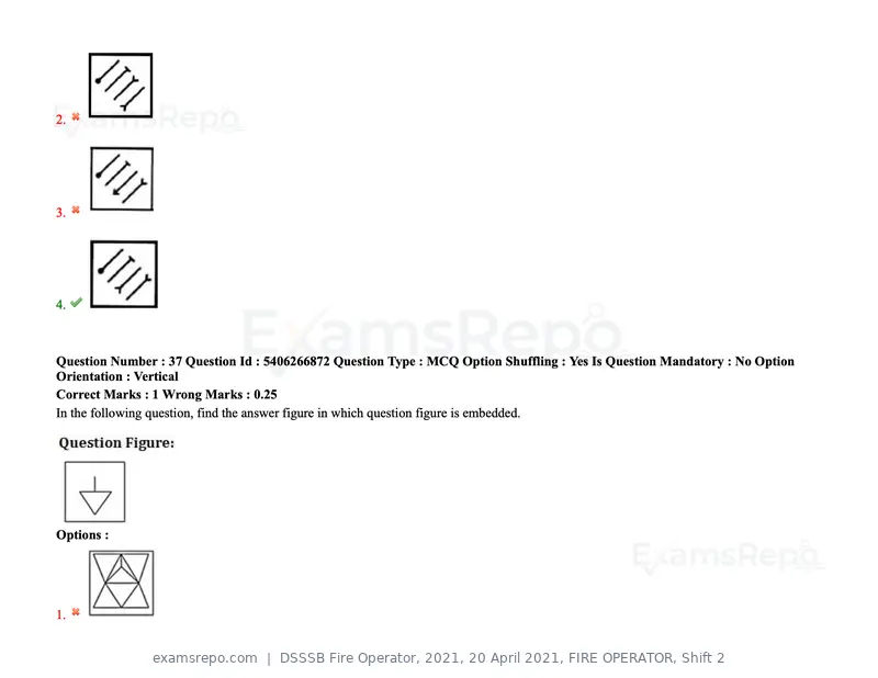 DSSSB Fire Operator 2021 question paper, 20 April 2021, FIRE OPERATOR, Shift 2, page 36 of 172