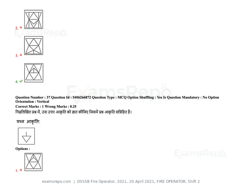 DSSSB Fire Operator 2021 question paper, 20 April 2021, FIRE OPERATOR, Shift 2, page 37 of 172