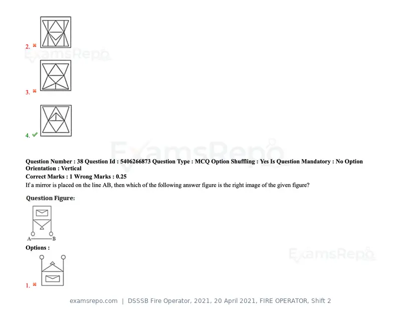 DSSSB Fire Operator 2021 question paper, 20 April 2021, FIRE OPERATOR, Shift 2, page 38 of 172