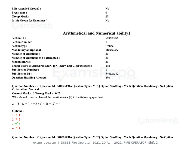 DSSSB Fire Operator 2021 question paper, 20 April 2021, FIRE OPERATOR, Shift 2, page 75 of 172