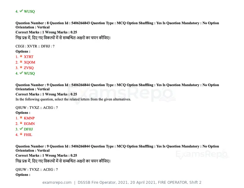 DSSSB Fire Operator 2021 question paper, 20 April 2021, FIRE OPERATOR, Shift 2, page 8 of 172