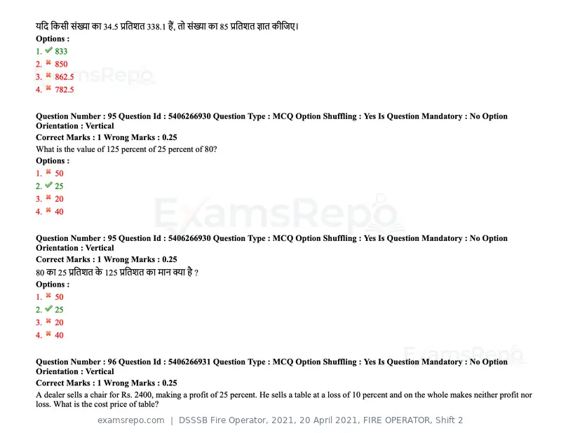 DSSSB Fire Operator 2021 question paper, 20 April 2021, FIRE OPERATOR, Shift 2, page 85 of 172