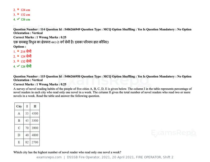 DSSSB Fire Operator 2021 question paper, 20 April 2021, FIRE OPERATOR, Shift 2, page 99 of 172