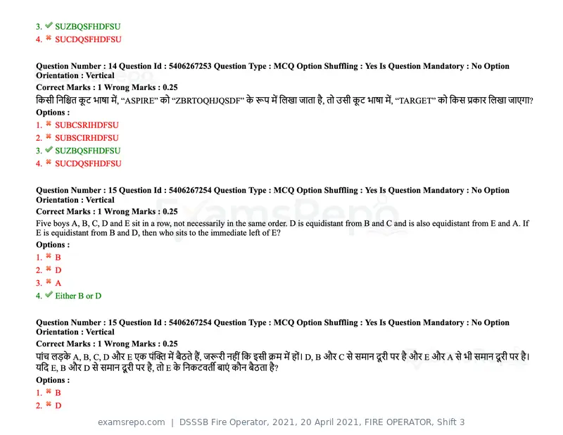 DSSSB Fire Operator 2021 question paper, 20 April 2021, FIRE OPERATOR, Shift 3, page 12 of 173