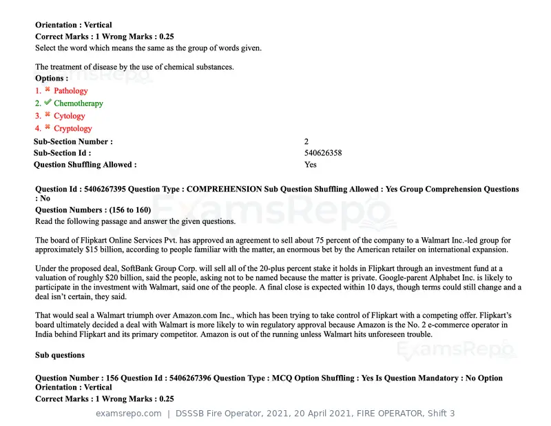 DSSSB Fire Operator 2021 question paper, 20 April 2021, FIRE OPERATOR, Shift 3, page 139 of 173