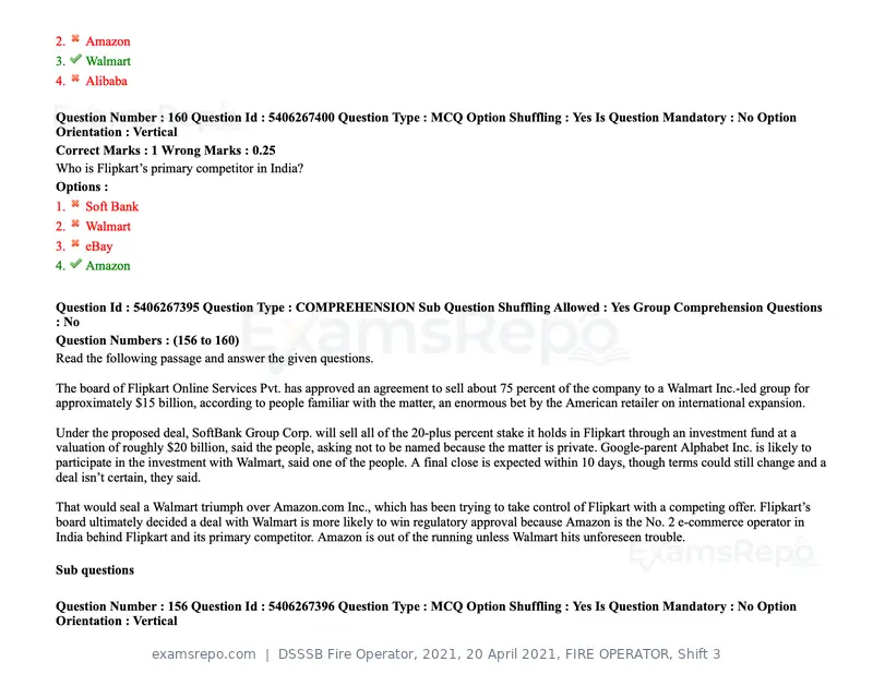 DSSSB Fire Operator 2021 question paper, 20 April 2021, FIRE OPERATOR, Shift 3, page 141 of 173