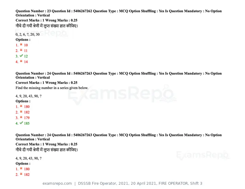 DSSSB Fire Operator 2021 question paper, 20 April 2021, FIRE OPERATOR, Shift 3, page 20 of 173