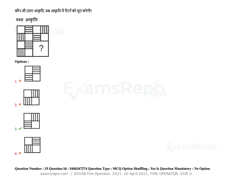 DSSSB Fire Operator 2021 question paper, 20 April 2021, FIRE OPERATOR, Shift 3, page 31 of 173
