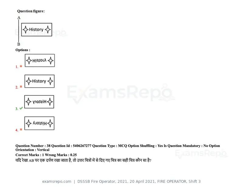 DSSSB Fire Operator 2021 question paper, 20 April 2021, FIRE OPERATOR, Shift 3, page 38 of 173