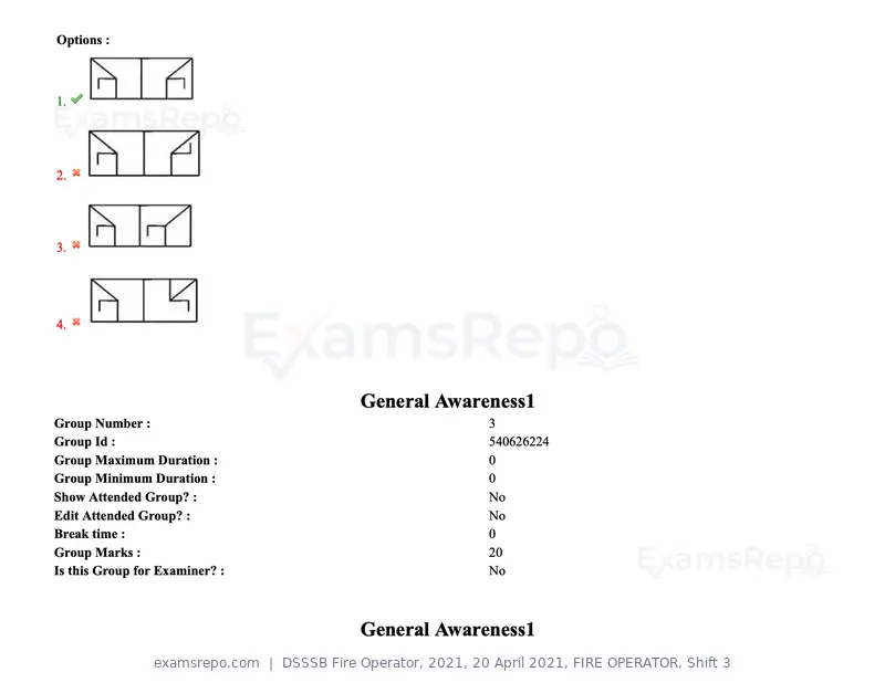 DSSSB Fire Operator 2021 question paper, 20 April 2021, FIRE OPERATOR, Shift 3, page 42 of 173