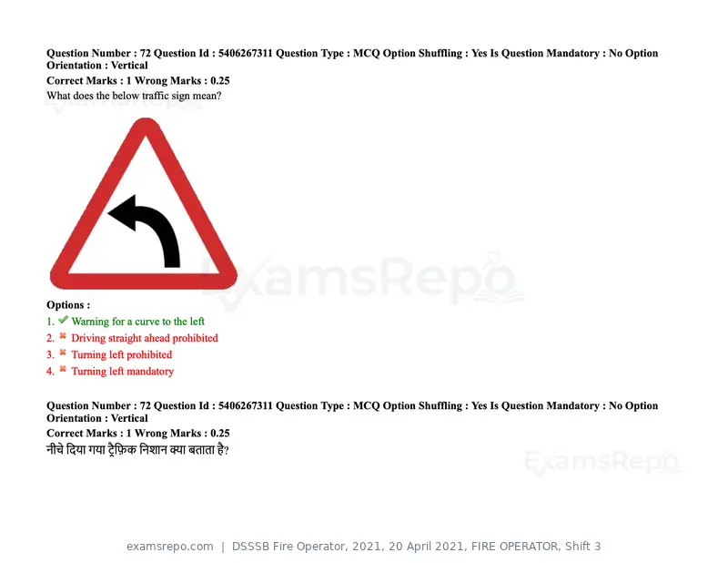 DSSSB Fire Operator 2021 question paper, 20 April 2021, FIRE OPERATOR, Shift 3, page 65 of 173