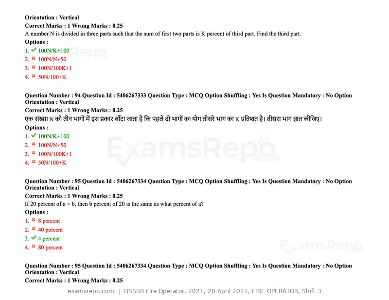 DSSSB Fire Operator 2021 question paper, 20 April 2021, FIRE OPERATOR, Shift 3, page 86 of 173