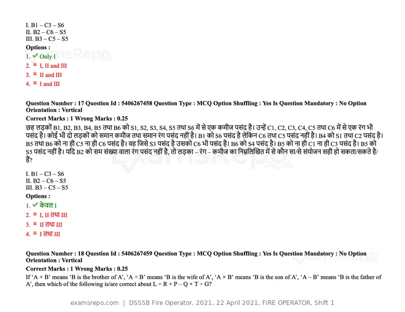 DSSSB Fire Operator 2021 question paper, 22 April 2021, FIRE OPERATOR, Shift 1, page 14 of 182