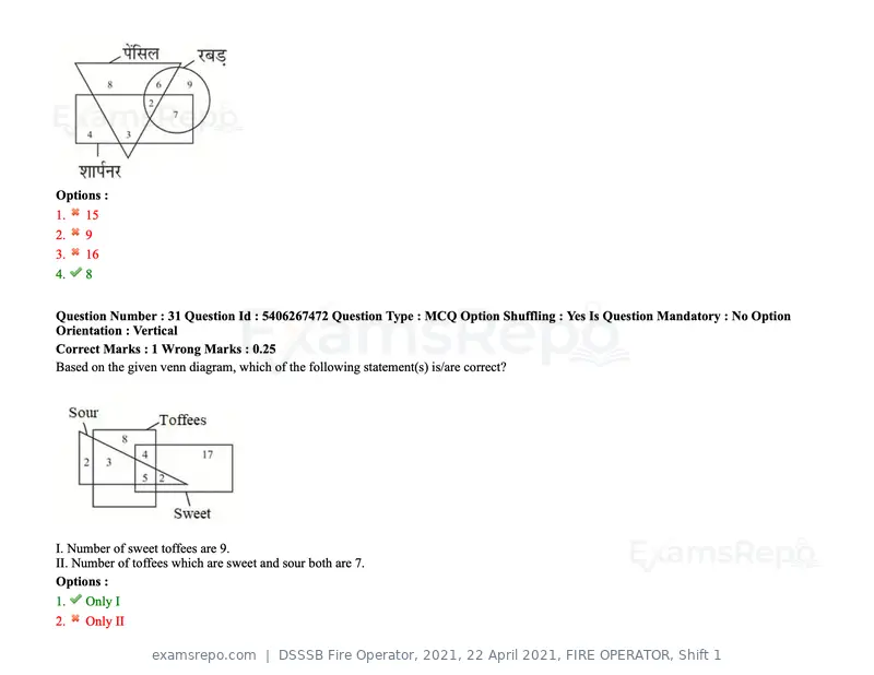 DSSSB Fire Operator 2021 question paper, 22 April 2021, FIRE OPERATOR, Shift 1, page 29 of 182