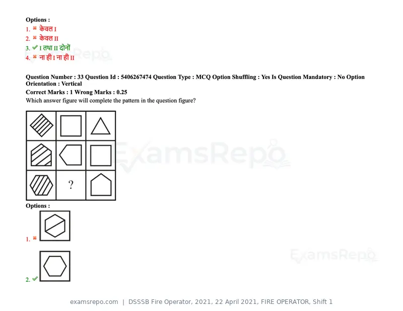 DSSSB Fire Operator 2021 question paper, 22 April 2021, FIRE OPERATOR, Shift 1, page 32 of 182
