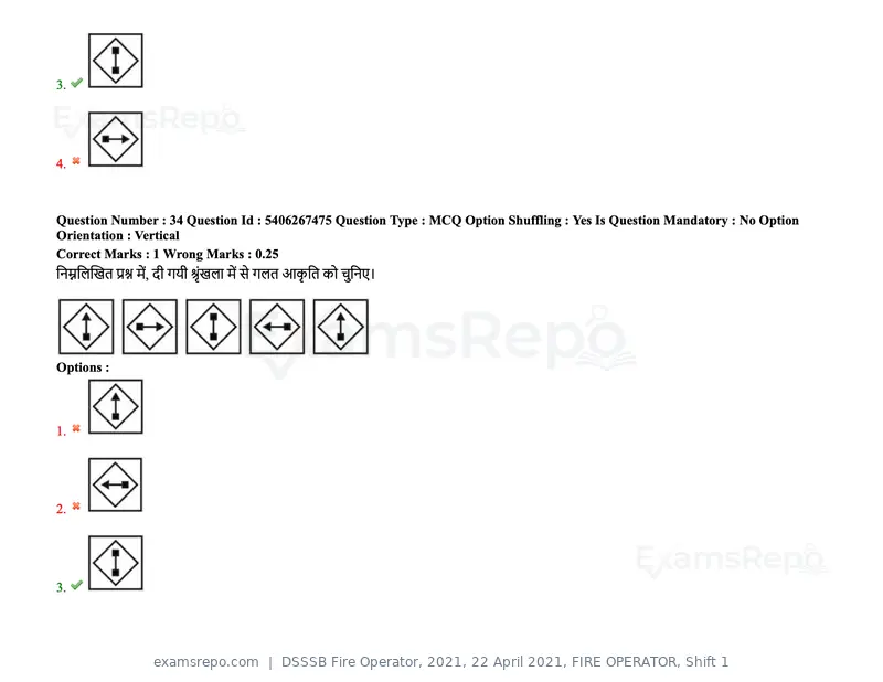 DSSSB Fire Operator 2021 question paper, 22 April 2021, FIRE OPERATOR, Shift 1, page 35 of 182
