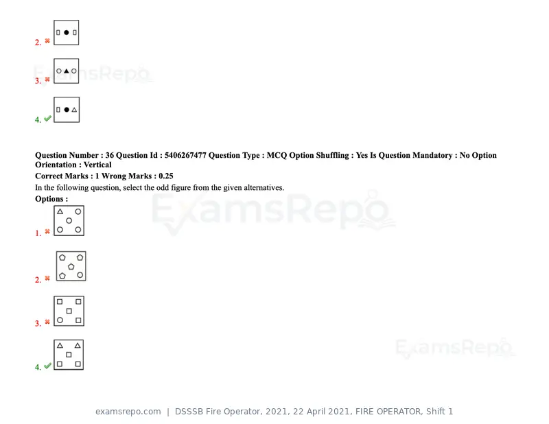 DSSSB Fire Operator 2021 question paper, 22 April 2021, FIRE OPERATOR, Shift 1, page 37 of 182
