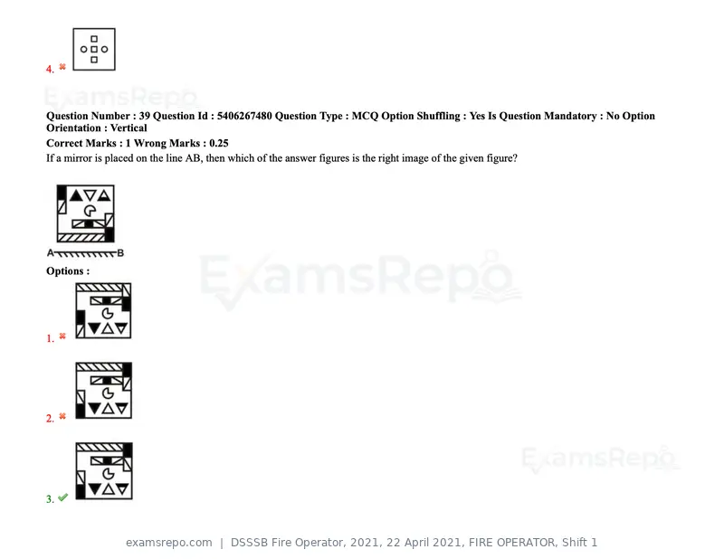 DSSSB Fire Operator 2021 question paper, 22 April 2021, FIRE OPERATOR, Shift 1, page 42 of 182
