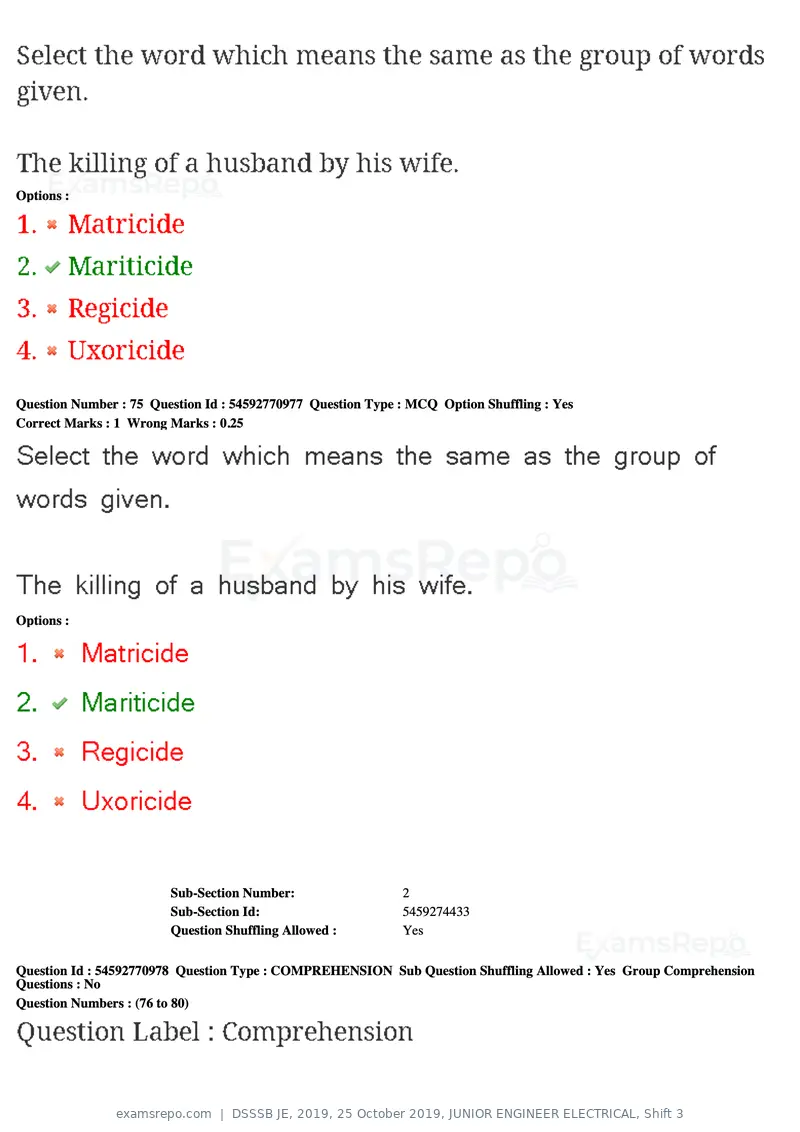DSSSB JE 2019 question paper, 25 October 2019, JUNIOR ENGINEER ELECTRICAL, Shift 3, page 75 of 199