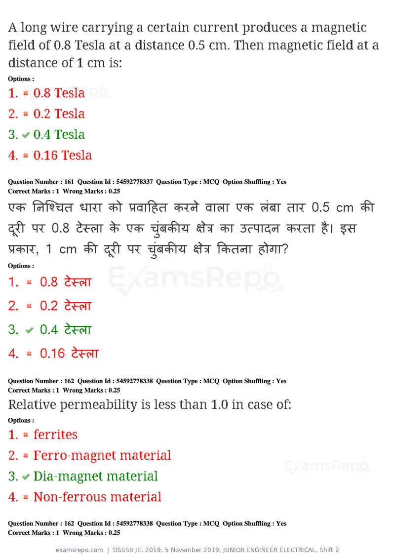 DSSSB JE 2019 question paper, 5 November 2019, JUNIOR ENGINEER ELECTRICAL, Shift 2, page 148 of 180