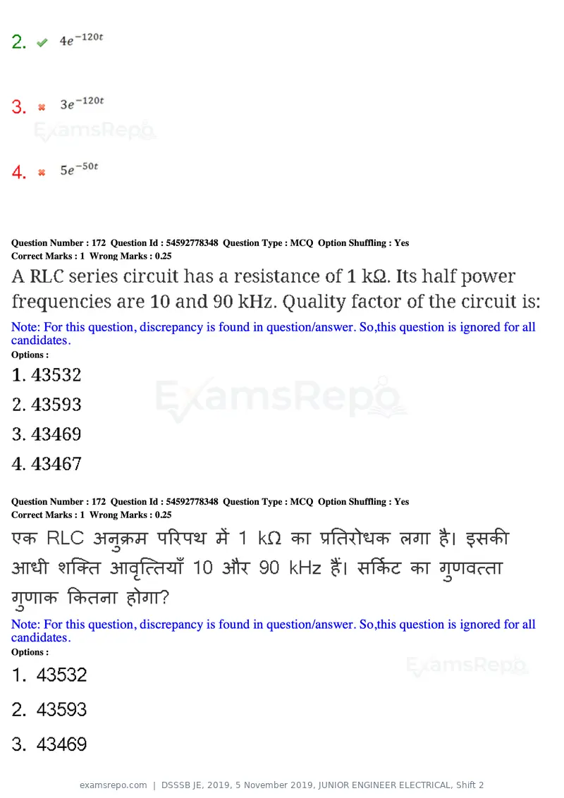 DSSSB JE 2019 question paper, 5 November 2019, JUNIOR ENGINEER ELECTRICAL, Shift 2, page 157 of 180