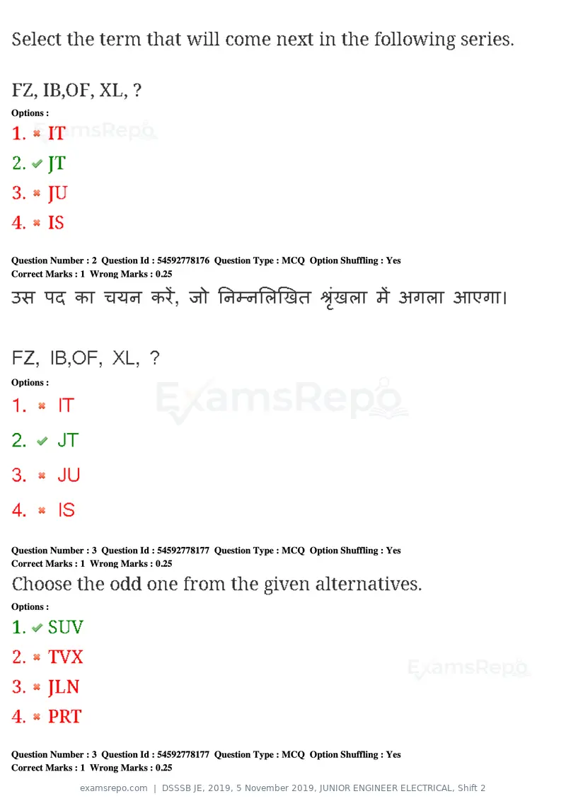 DSSSB JE 2019 question paper, 5 November 2019, JUNIOR ENGINEER ELECTRICAL, Shift 2, page 3 of 180