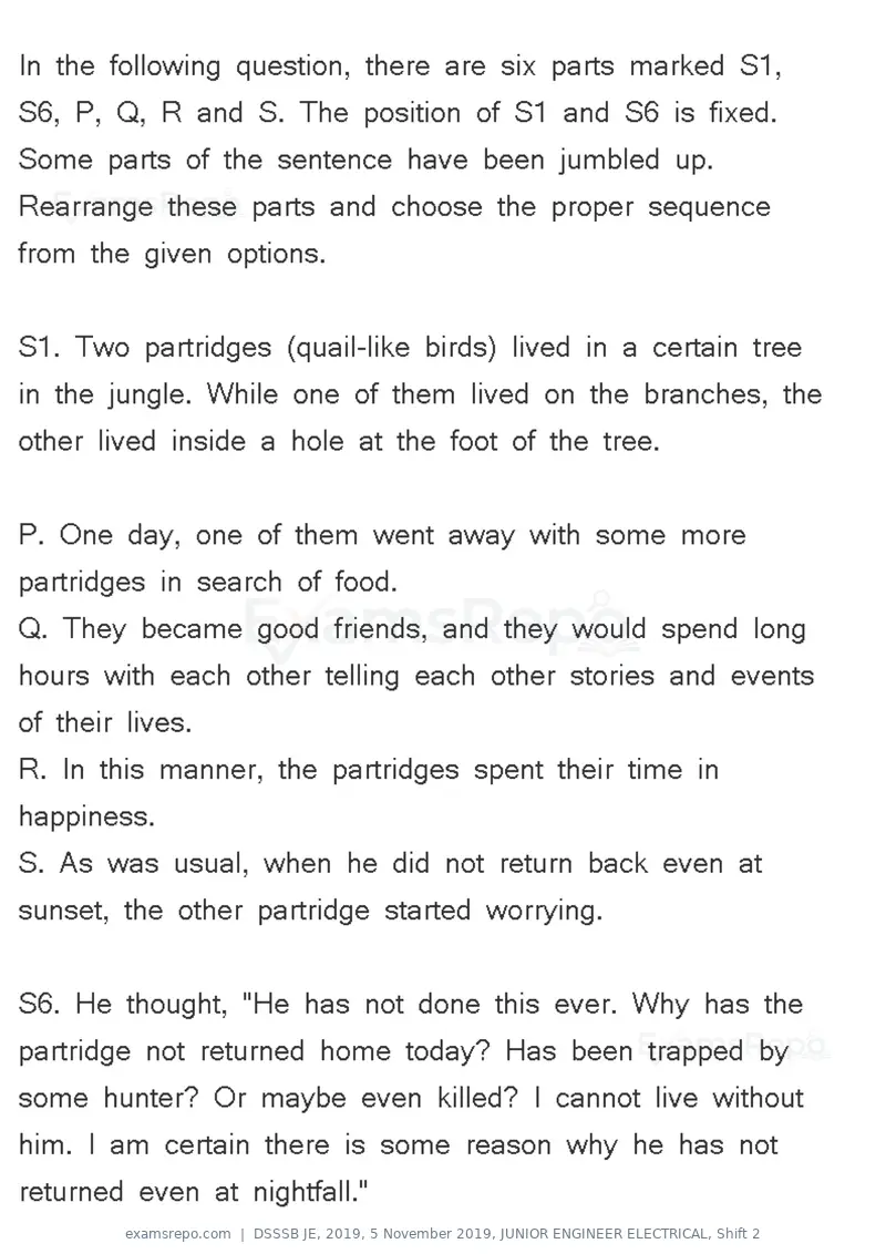 DSSSB JE 2019 question paper, 5 November 2019, JUNIOR ENGINEER ELECTRICAL, Shift 2, page 71 of 180
