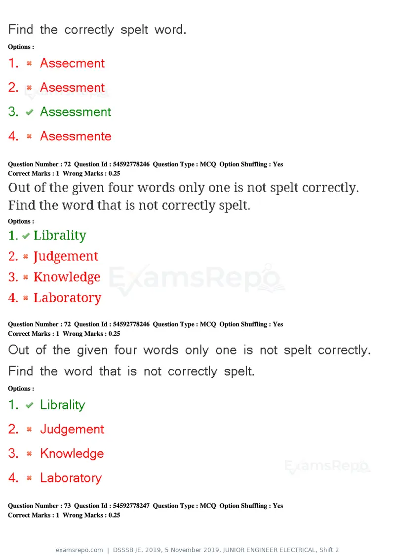 DSSSB JE 2019 question paper, 5 November 2019, JUNIOR ENGINEER ELECTRICAL, Shift 2, page 74 of 180