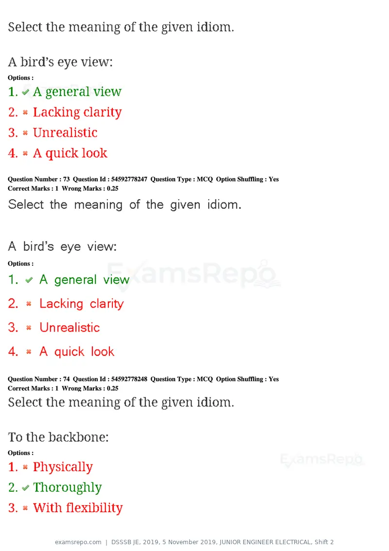 DSSSB JE 2019 question paper, 5 November 2019, JUNIOR ENGINEER ELECTRICAL, Shift 2, page 75 of 180