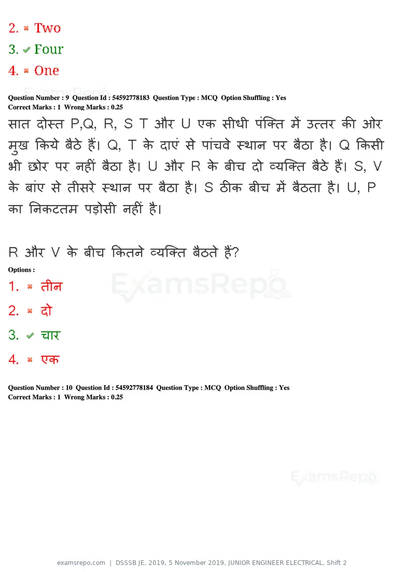 DSSSB JE 2019 question paper, 5 November 2019, JUNIOR ENGINEER ELECTRICAL, Shift 2, page 9 of 180