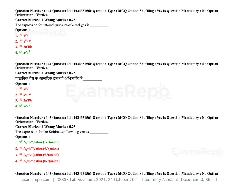 DSSSB Lab Assistant 2021 question paper, 24 October 2021, Laboratory Assistant (Documents), Shift 1, page 117 of 157