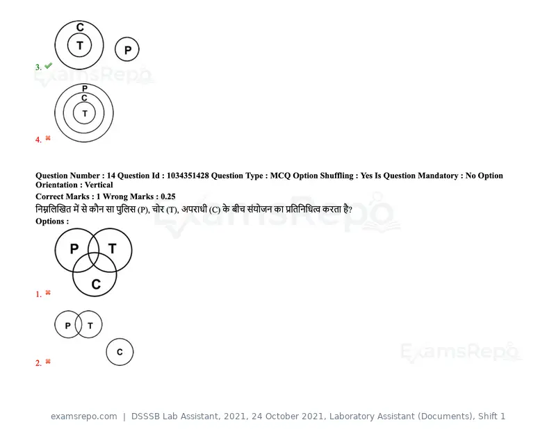 DSSSB Lab Assistant 2021 question paper, 24 October 2021, Laboratory Assistant (Documents), Shift 1, page 13 of 157