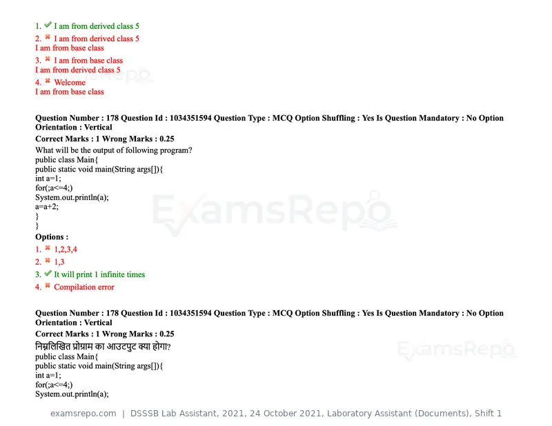 DSSSB Lab Assistant 2021 question paper, 24 October 2021, Laboratory Assistant (Documents), Shift 1, page 141 of 157
