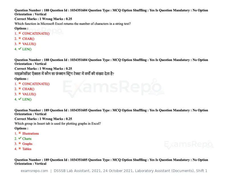 DSSSB Lab Assistant 2021 question paper, 24 October 2021, Laboratory Assistant (Documents), Shift 1, page 149 of 157