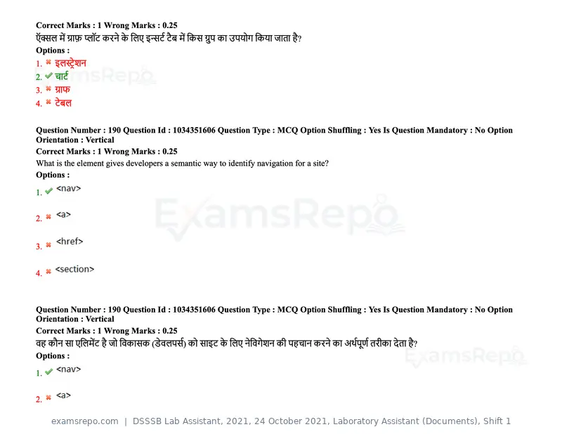DSSSB Lab Assistant 2021 question paper, 24 October 2021, Laboratory Assistant (Documents), Shift 1, page 150 of 157