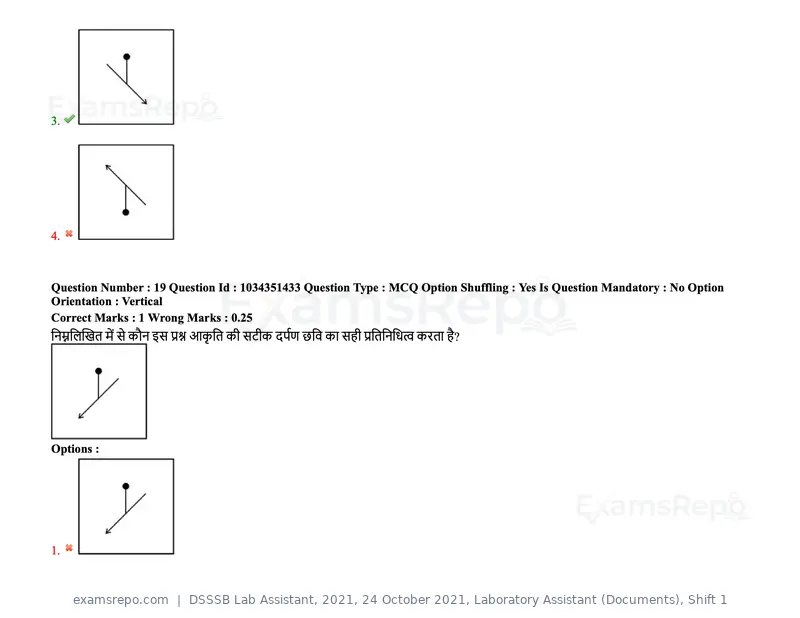 DSSSB Lab Assistant 2021 question paper, 24 October 2021, Laboratory Assistant (Documents), Shift 1, page 21 of 157