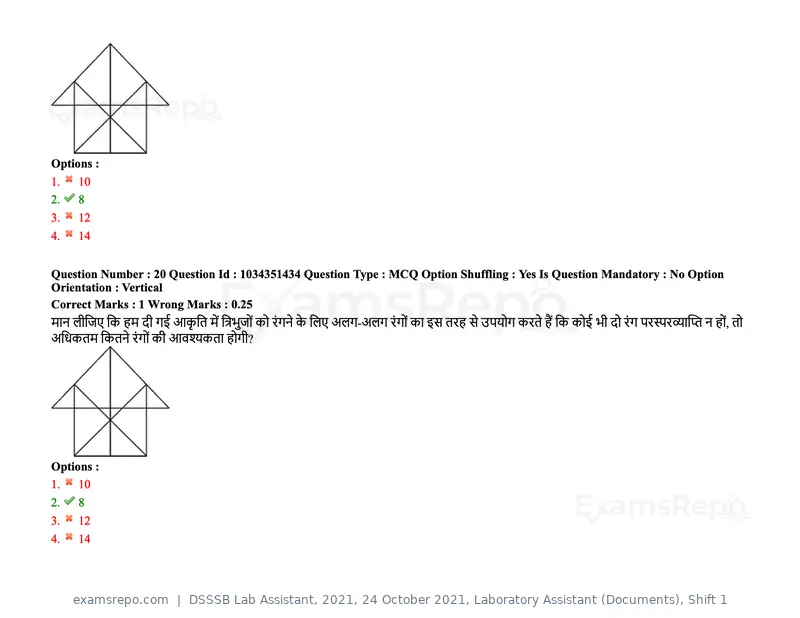 DSSSB Lab Assistant 2021 question paper, 24 October 2021, Laboratory Assistant (Documents), Shift 1, page 23 of 157