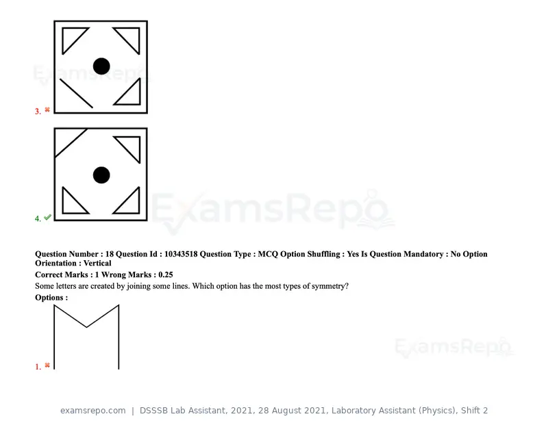 DSSSB Lab Assistant 2021 question paper, 28 August 2021, Laboratory Assistant (Physics), Shift 2, page 18 of 158