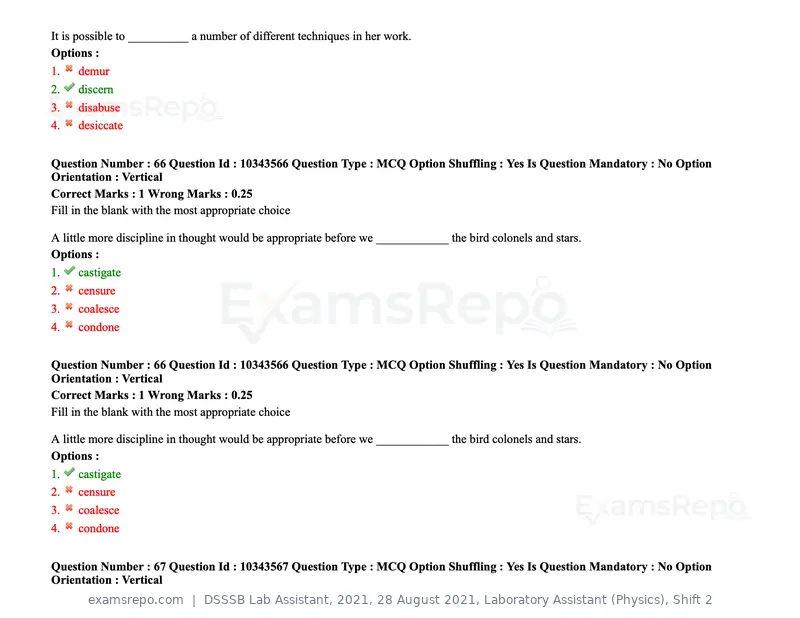 DSSSB Lab Assistant 2021 question paper, 28 August 2021, Laboratory Assistant (Physics), Shift 2, page 62 of 158