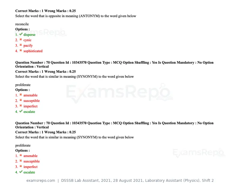 DSSSB Lab Assistant 2021 question paper, 28 August 2021, Laboratory Assistant (Physics), Shift 2, page 66 of 158