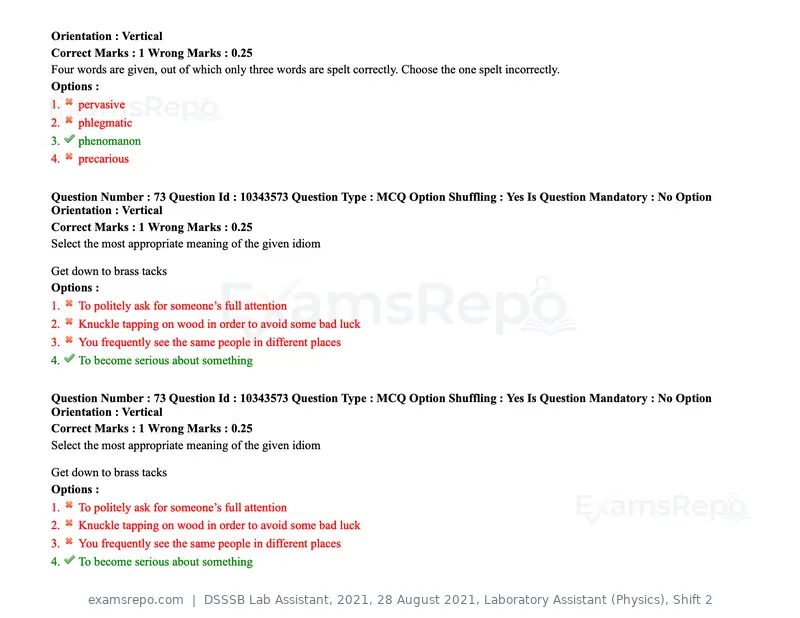 DSSSB Lab Assistant 2021 question paper, 28 August 2021, Laboratory Assistant (Physics), Shift 2, page 68 of 158