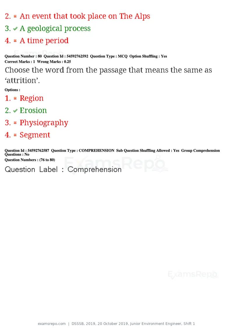 DSSSB 2019 question paper, 20 October 2019, Junior Environment Engineer, Shift 1, page 73 of 163