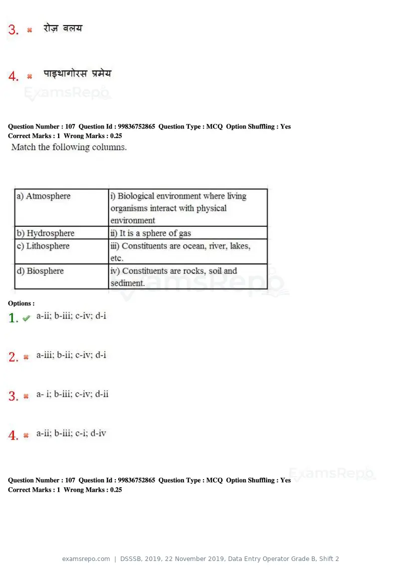 DSSSB 2019 question paper, 22 November 2019, Data Entry Operator Grade B, Shift 2, page 102 of 204