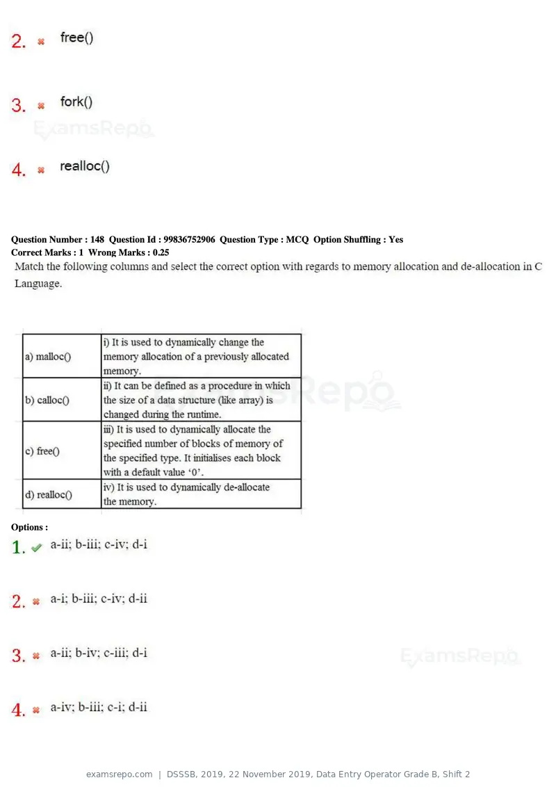 DSSSB 2019 question paper, 22 November 2019, Data Entry Operator Grade B, Shift 2, page 145 of 204